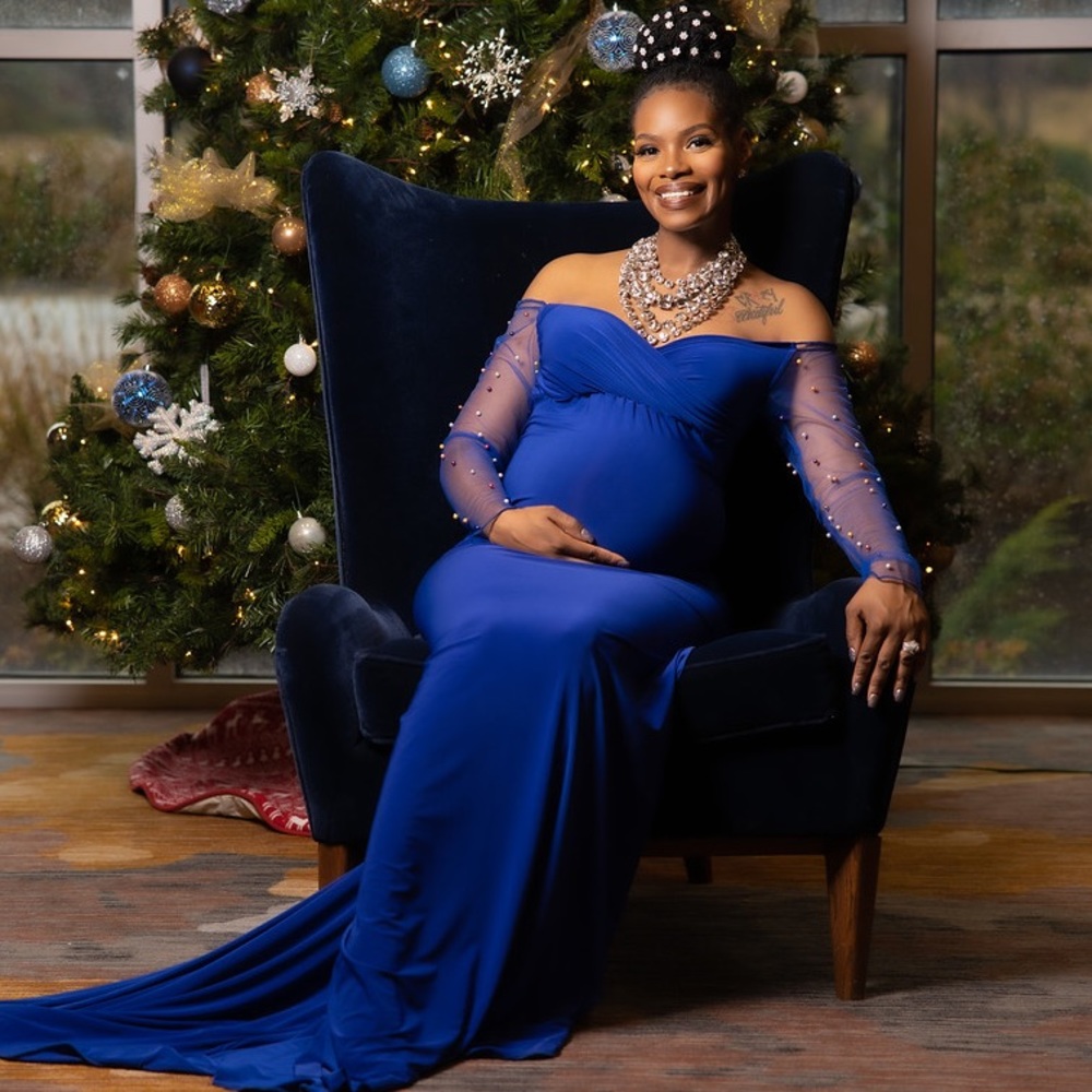 Royal Blue Maternity Gown